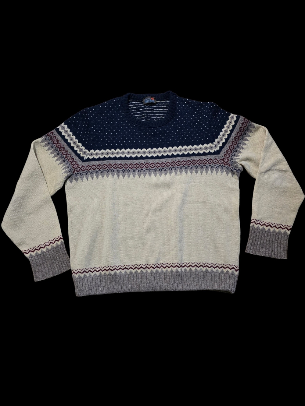 VTG 70'S Sears Crewneck Nordic Sweater Wool Blend